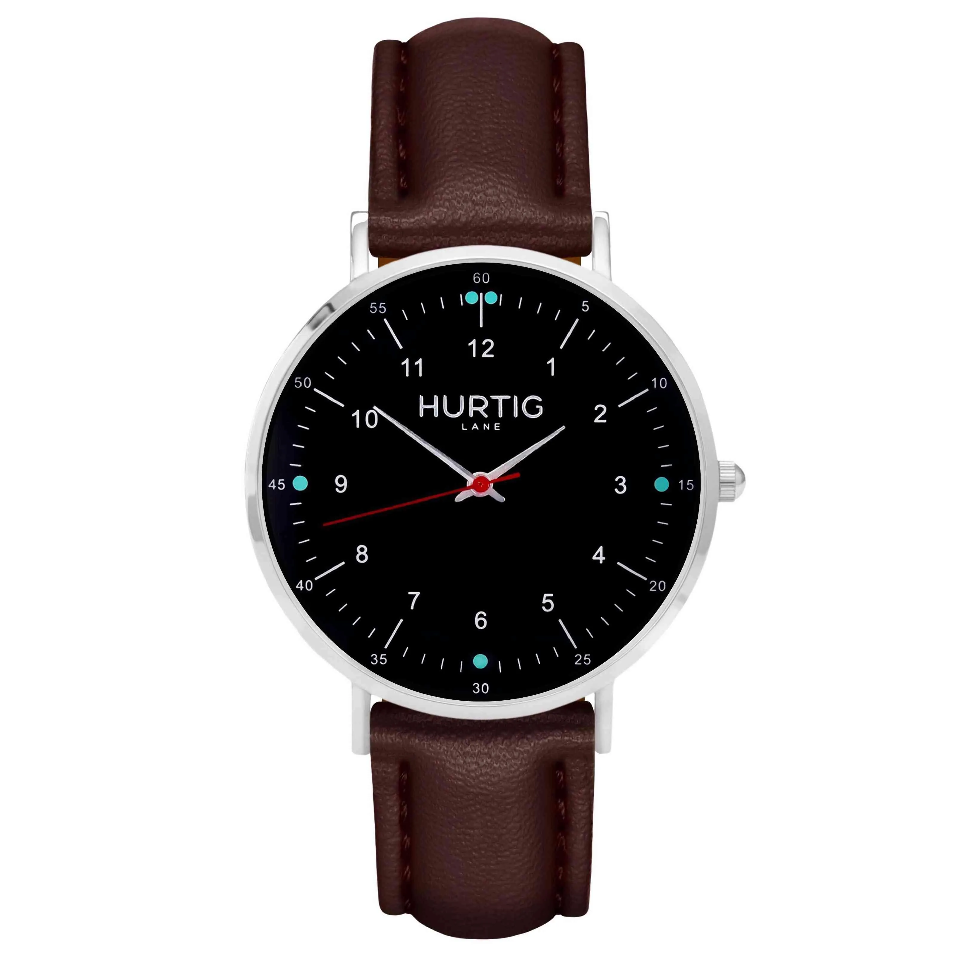 Moderno Vegan Leather Watch Silver, Black & Tan