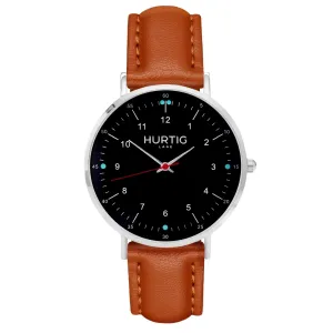 Moderno Vegan Leather Watch Silver, Black & Tan