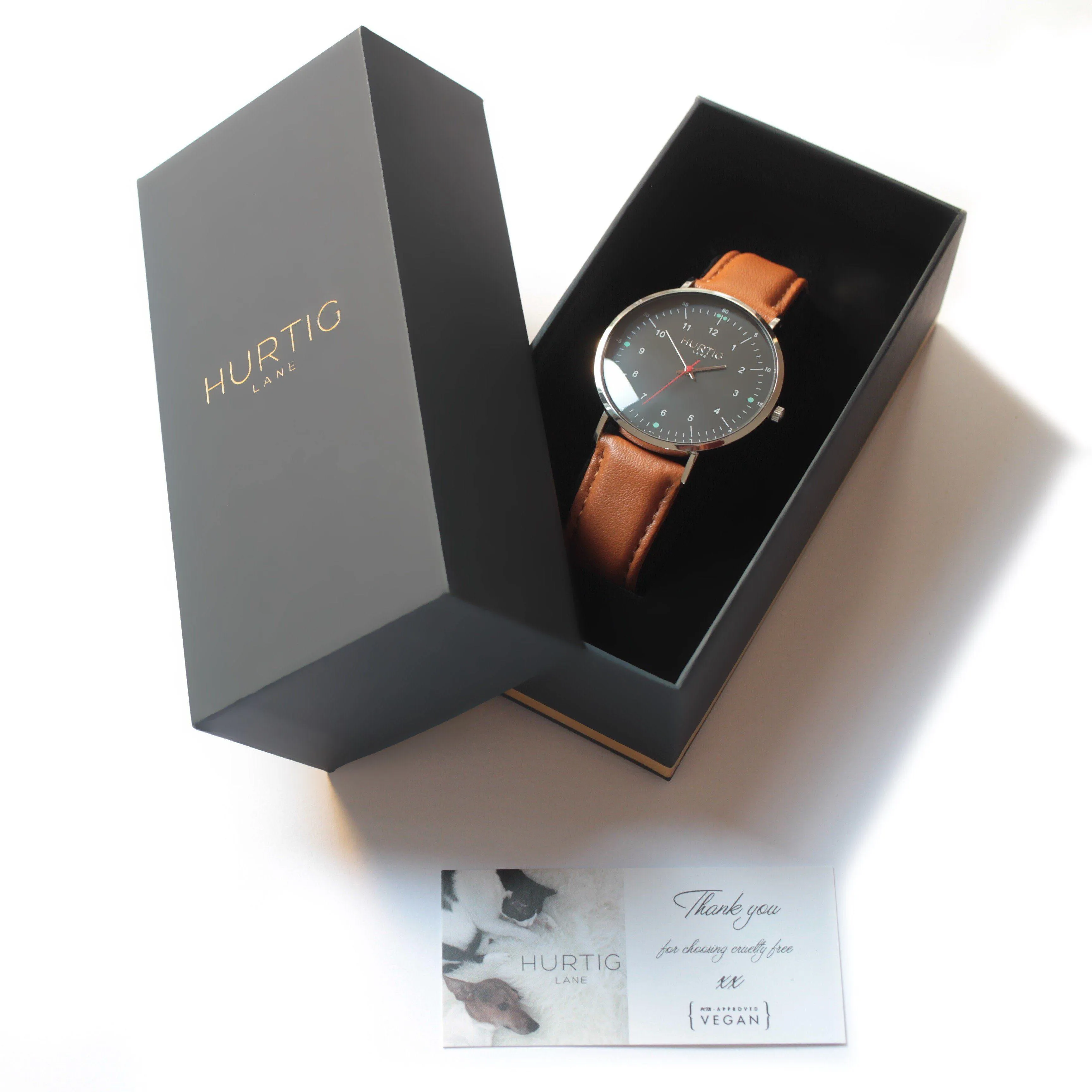 Moderno Vegan Leather Watch Silver, Black & Tan