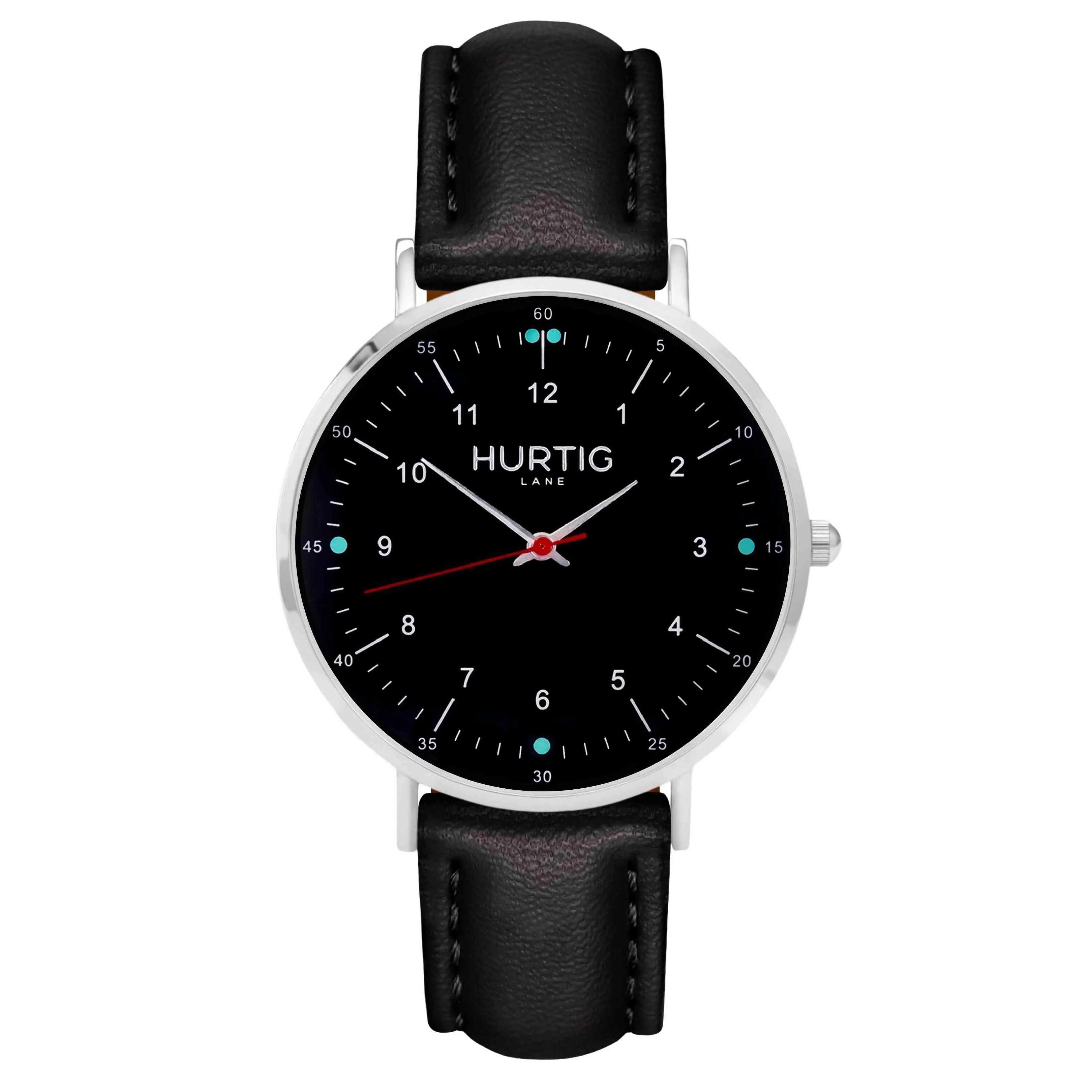 Moderno Vegan Leather Watch Silver, Black & Tan