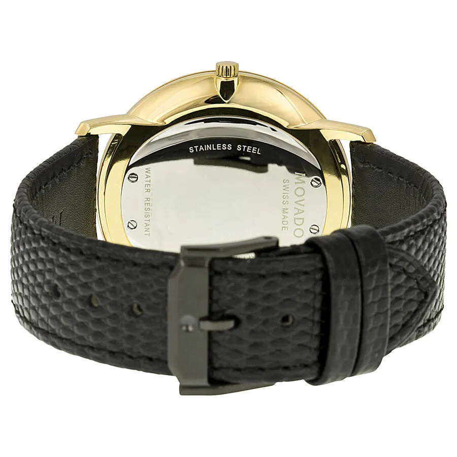 Movado Black Dial Black Leather Men's Watch 0606847