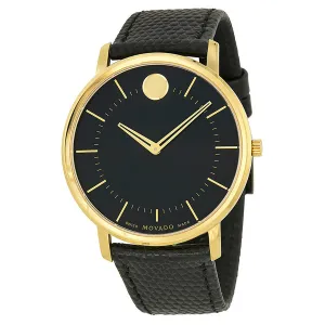 Movado Black Dial Black Leather Men's Watch 0606847