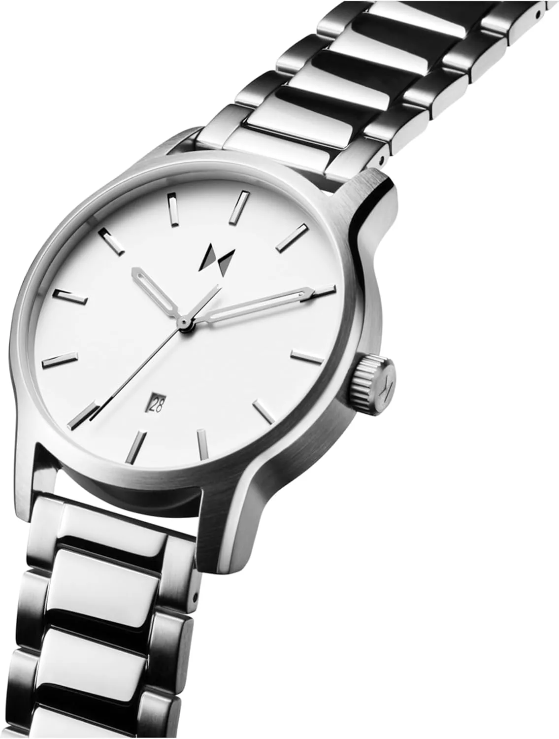 MVMT Classic II Men's 3 Hand Quartz Watch, Leather Strap, Stainless Steel, Water Resistant up to 5ATM/50 Meters - Everyday Sport Wear for Him - 44mm