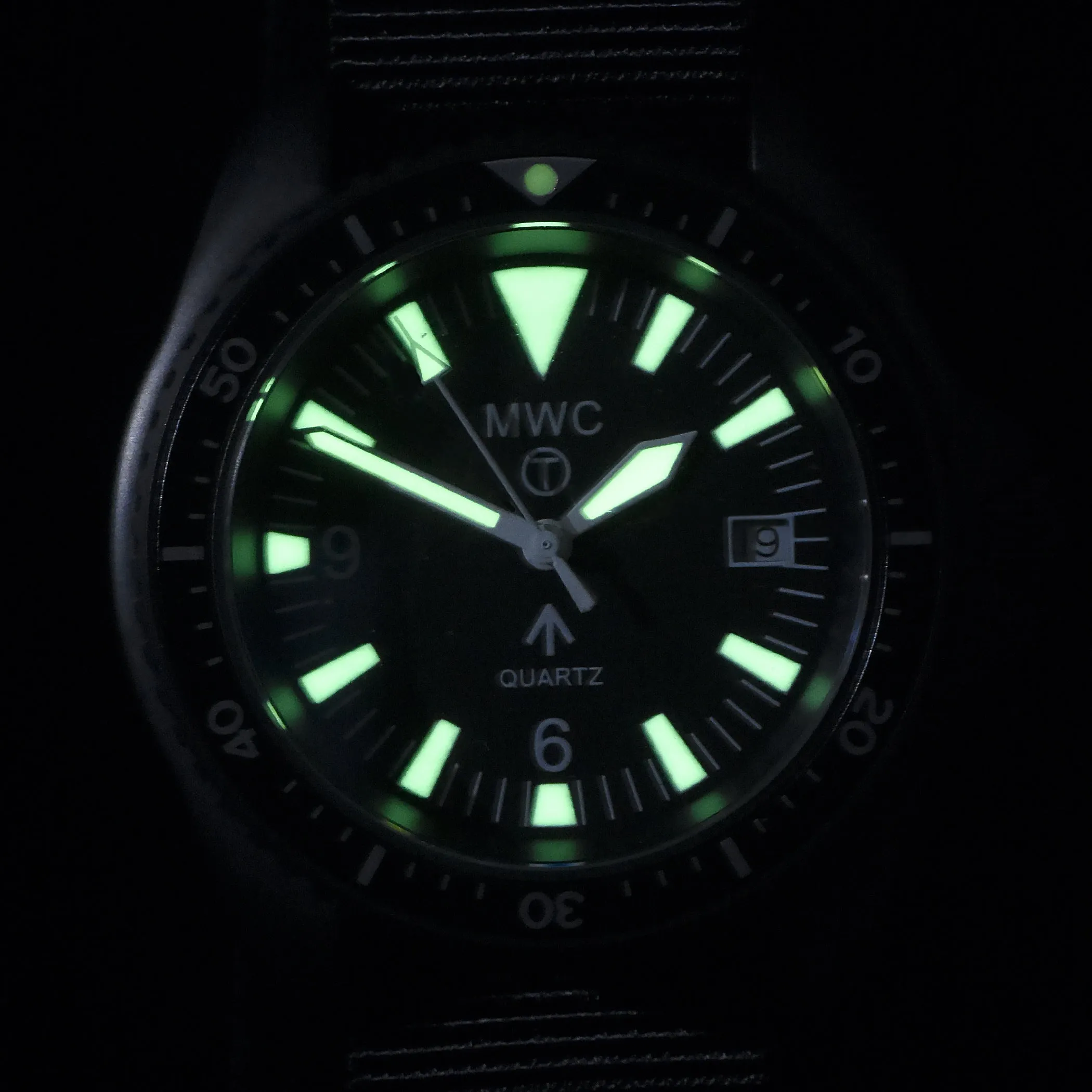 MWC 1999-2001 Pattern Quartz Day/Date Military Divers Watch in Covert Black PVD with Sapphire Crystal
