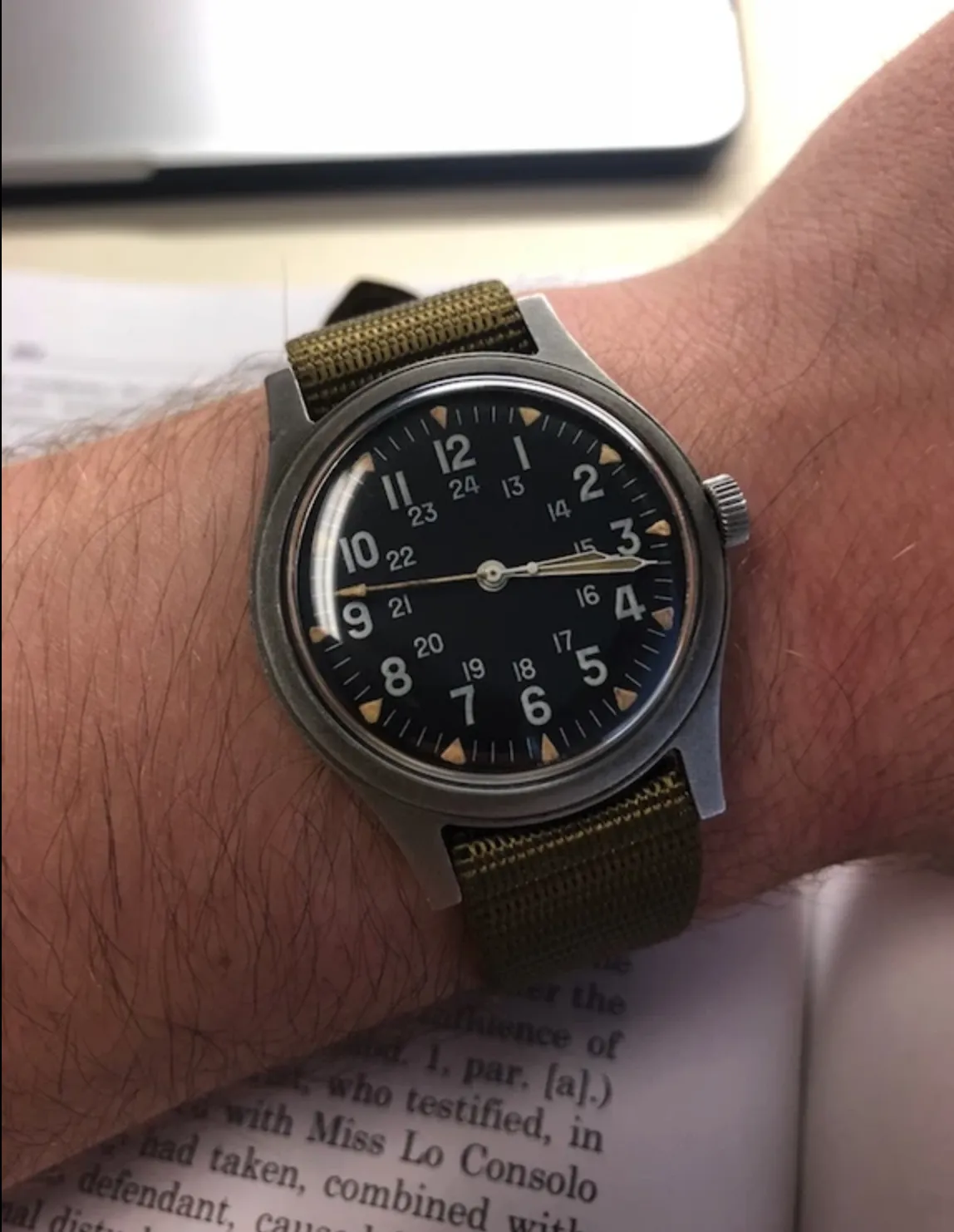 MWC Black PVD Stainless Steel PVD GG-W-113 Vietnam War Pattern Watch (24 Jewel Automatic)
