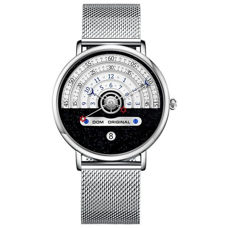 New star moon day and night watch calendar wheel time display Quartz Watch For Men