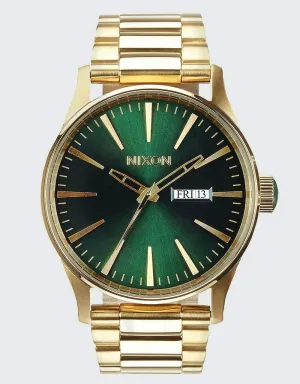 Nixon Sentry SS Watch - Gold/Green Sunray