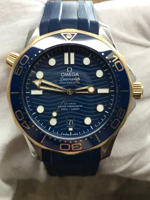 Omega Seamaster Ceramic Gold 210.22.42.20.03.001 Blue Waves Dial Automatic Men's Watch