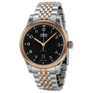 Oris Classic Date Automatic Black Dial Rose Gold and Steel Men's Watch 01 733 7594 4394-07 8 20 63