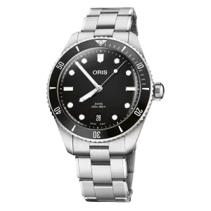 ORIS Divers Date 39mm Mens Watch Black Interchangeable Strap 01-733-7795-4054-SET