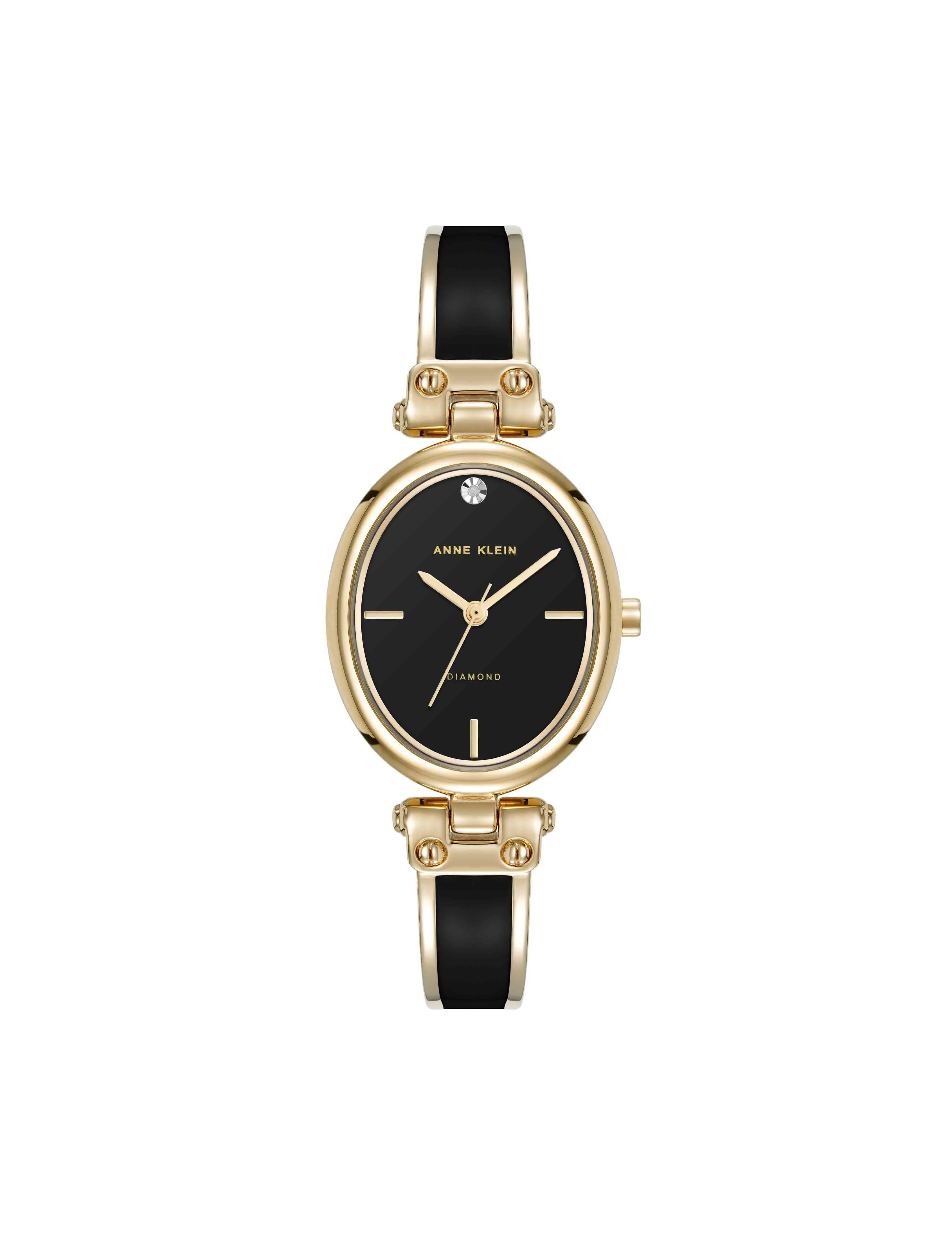 Oval Diamond Accented Bangle Watch