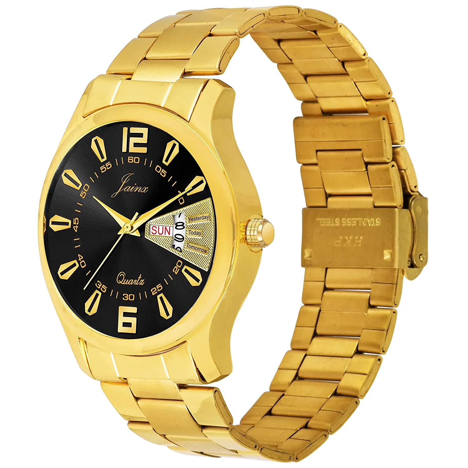 Premium Day and Date Function Golden Chain Analog Watch For Men - JM1156