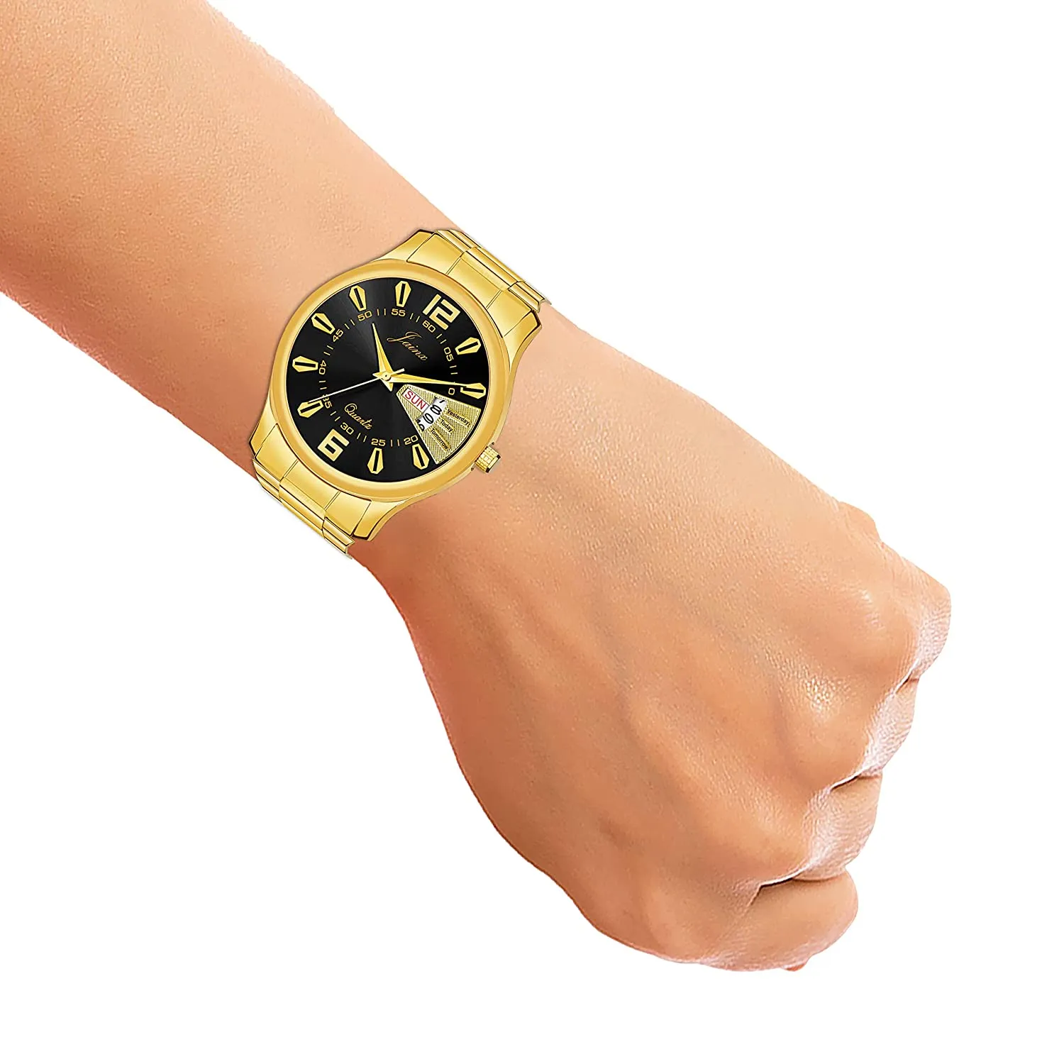 Premium Day and Date Function Golden Chain Analog Watch For Men - JM1156