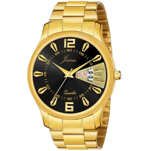 Premium Day and Date Function Golden Chain Analog Watch For Men - JM1156