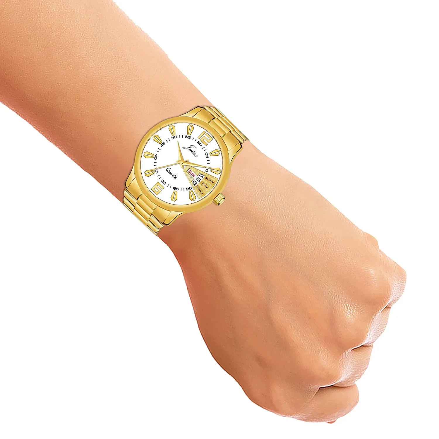 Premium Day and Date Function Golden Chain Analog Watch For Men -  JM1163