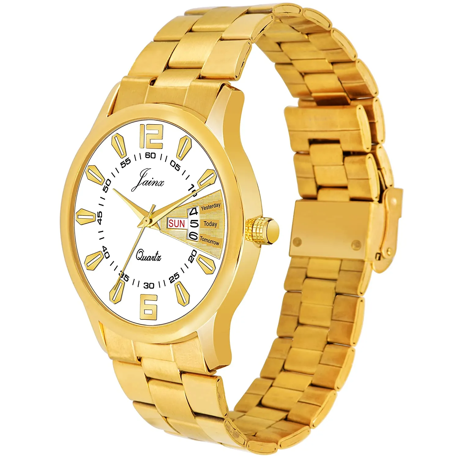 Premium Day and Date Function Golden Chain Analog Watch For Men -  JM1163