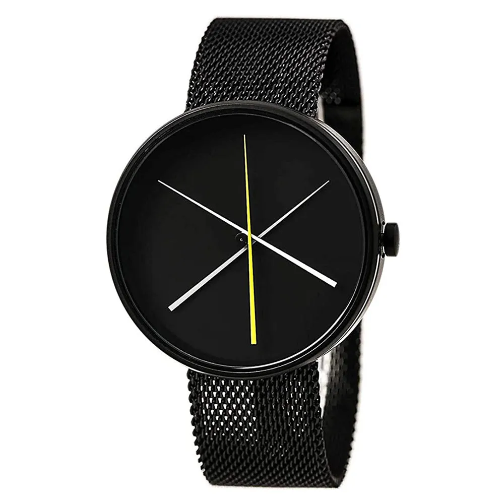 Projects Crossover Mens Black Mesh Bracelet Band Black Dial Quartz Watch - 7292BS/S