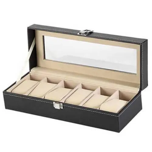 Purpink Leather 6 Slot Watch Box