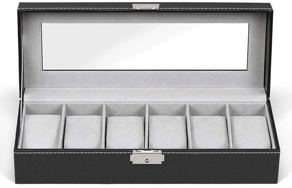 Purpink Leather 6 Slot Watch Box
