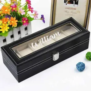 Purpink Leather 6 Slot Watch Box