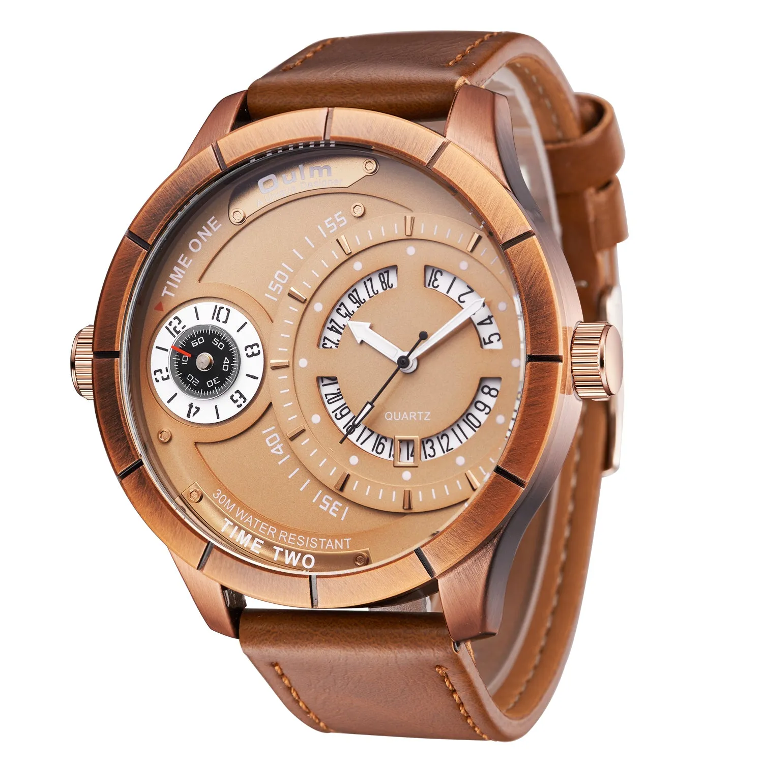 Quartz watch with double dial steel band W22HP86032