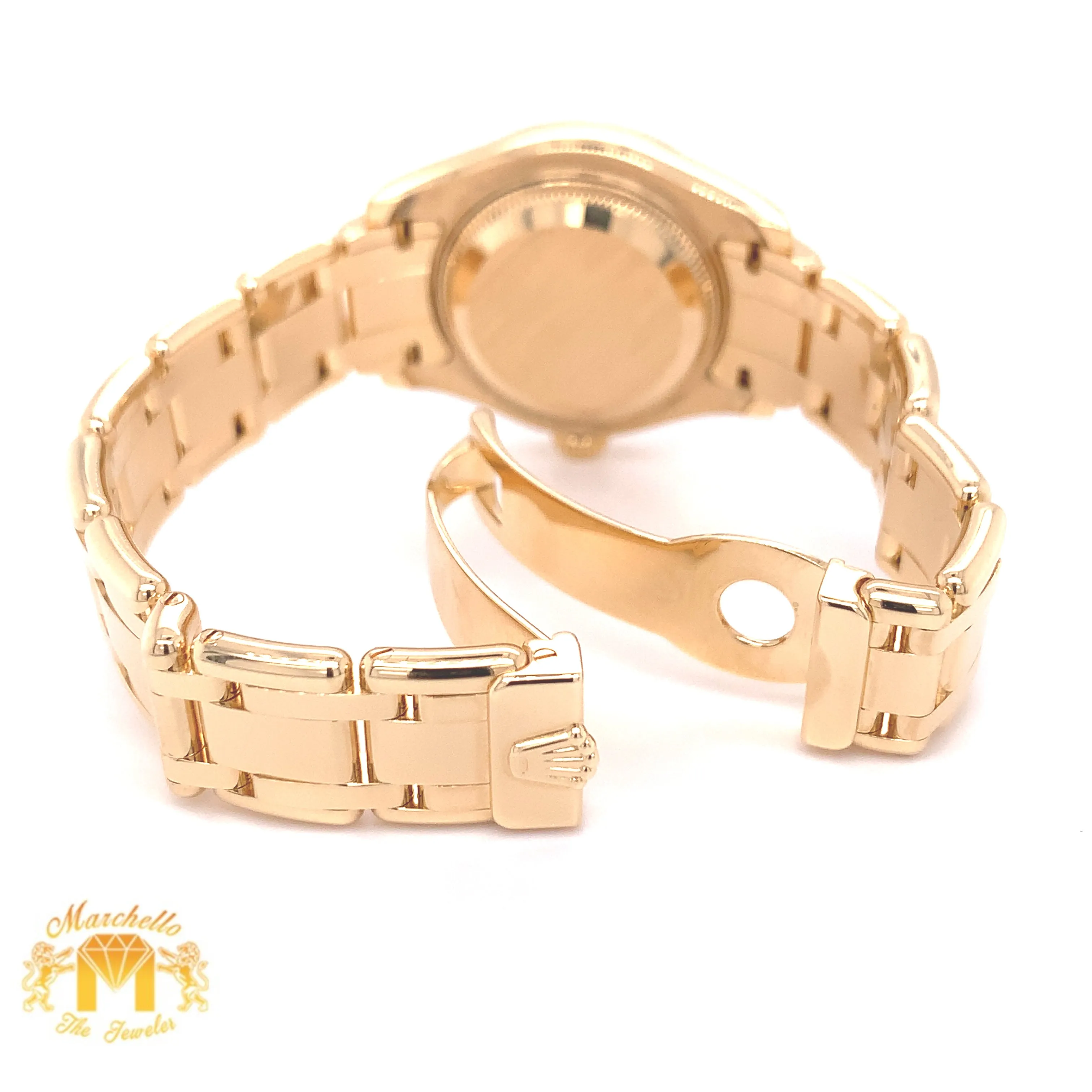 Rolex Datejust Pearlmaster 29mm Ladies 18kt Yellow Gold 12 Diamond Bezel (MOP dial)