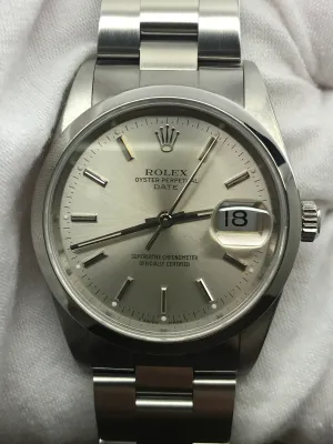 Rolex Oyster Perpetual Date 34mm 15200 Silver Dial Automatic Watch