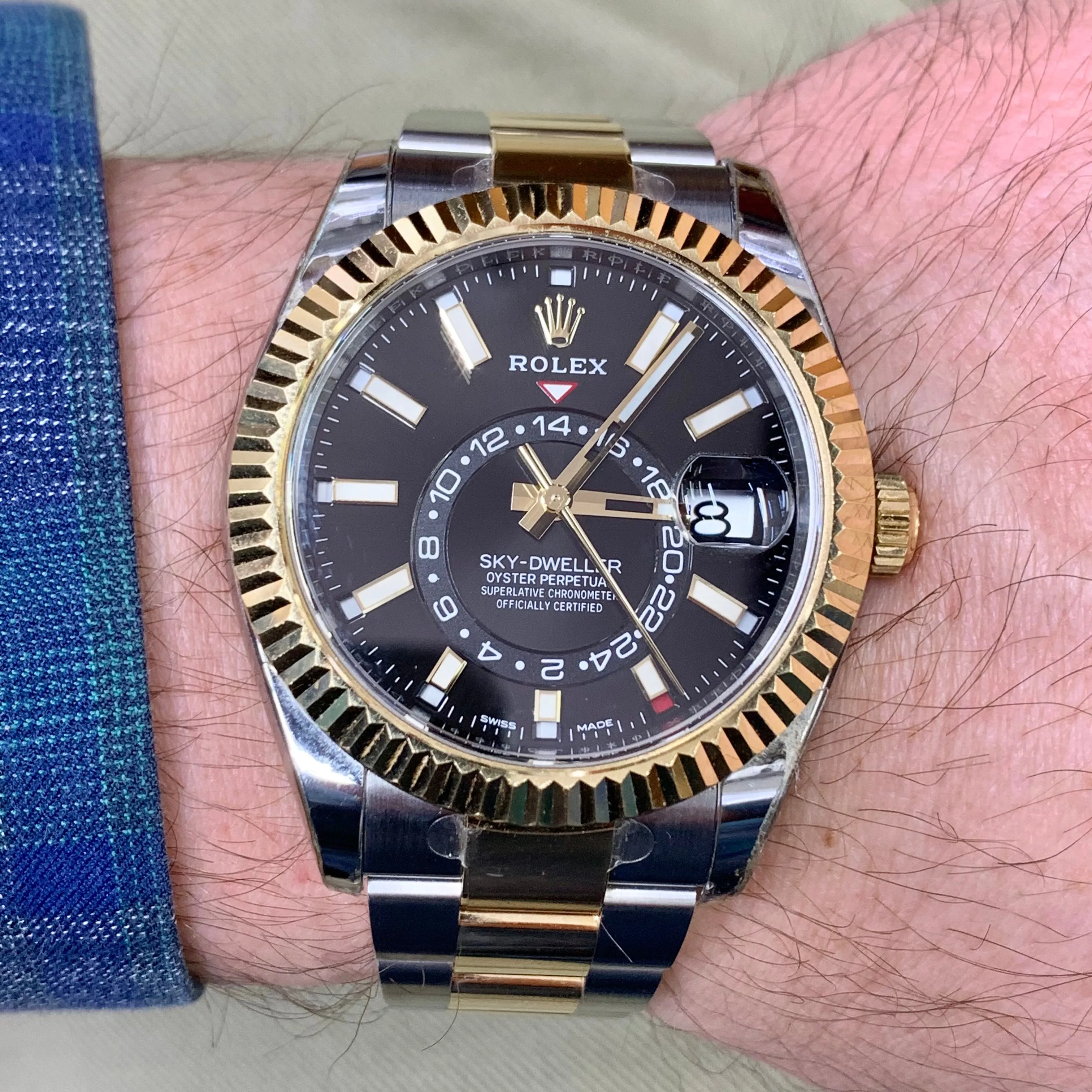 Rolex Sky-dweller Watch with Two-tone Oyster Bracelet (year 2020, Rolex papers)