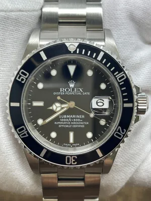 Rolex Submariner Date SEL Y Serial 16610 Black Dial Automatic Men's Watch