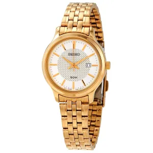 Seiko Neo Classic Quartz White Dial Yellow Gold-tone Ladies Watch SUR646P1
