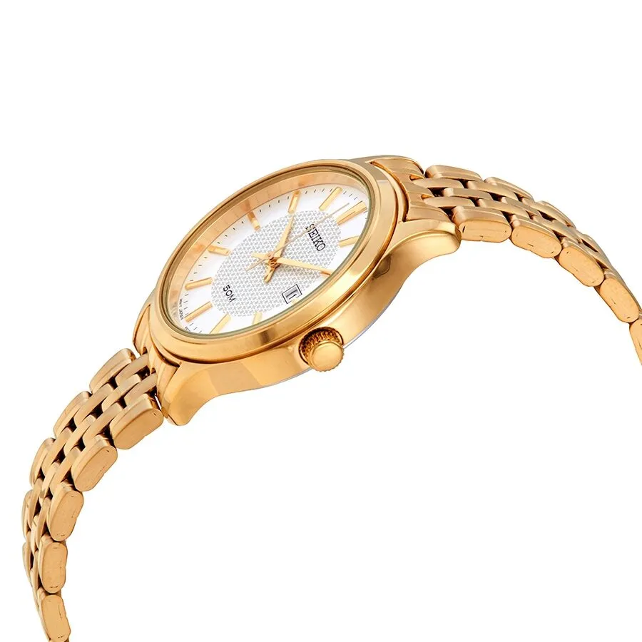 Seiko Neo Classic Quartz White Dial Yellow Gold-tone Ladies Watch SUR646P1
