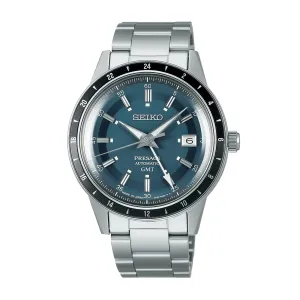 Seiko  Presage 'Petrol Blue' Style 60s Road Trip GMT 41mm Mens Watch Blue