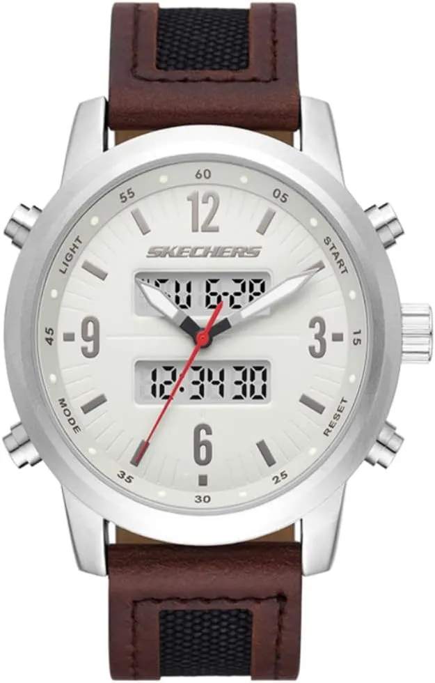 Skechers SR5183 Analog-Digital Watch for Men -  Crestmoore Silver/Brown