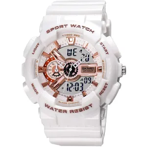 SKMEI Digital Sport Watch Large Face Sports Outdoor Waterproof Military UnisexWrist Watches White