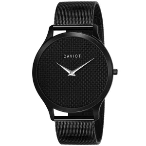 Slim Black Case With Textured Dial Analog Watch For Men - CM31104