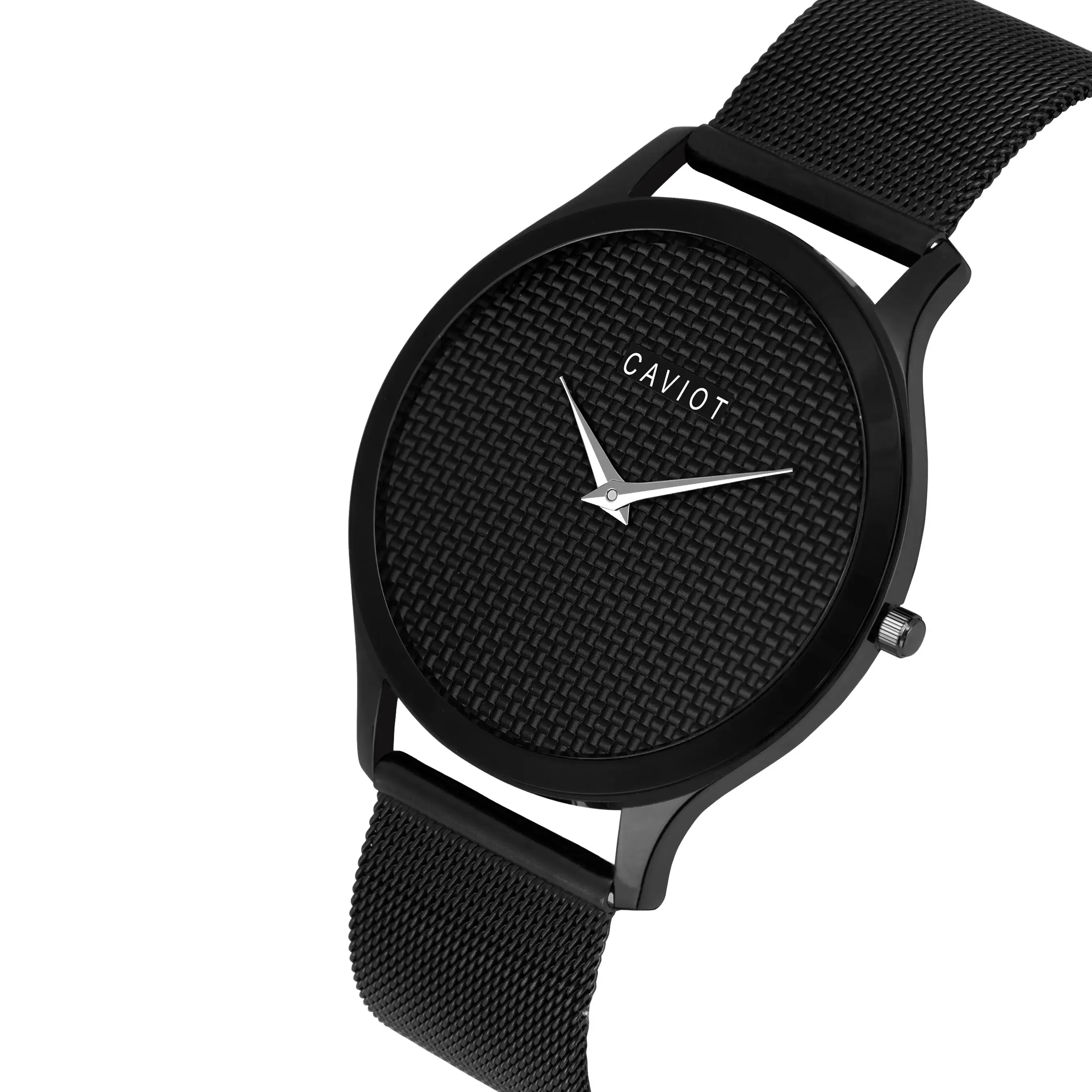 Slim Black Case With Textured Dial Analog Watch For Men - CM31104