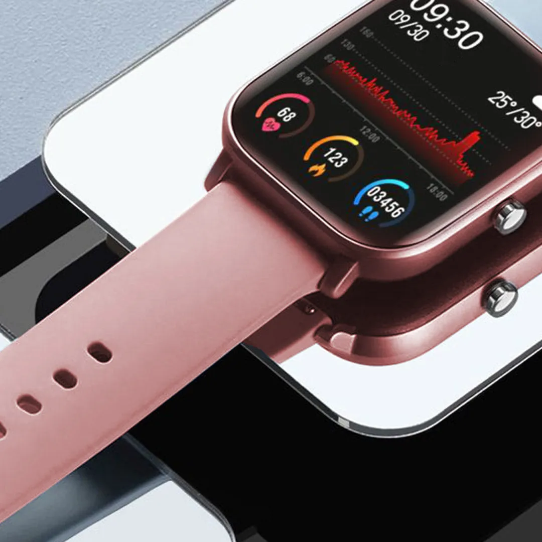 Smart Wrist Watch Set Premium 2X Waterproof Fitness Heart Rate Monitor Tracker P8 - Pink