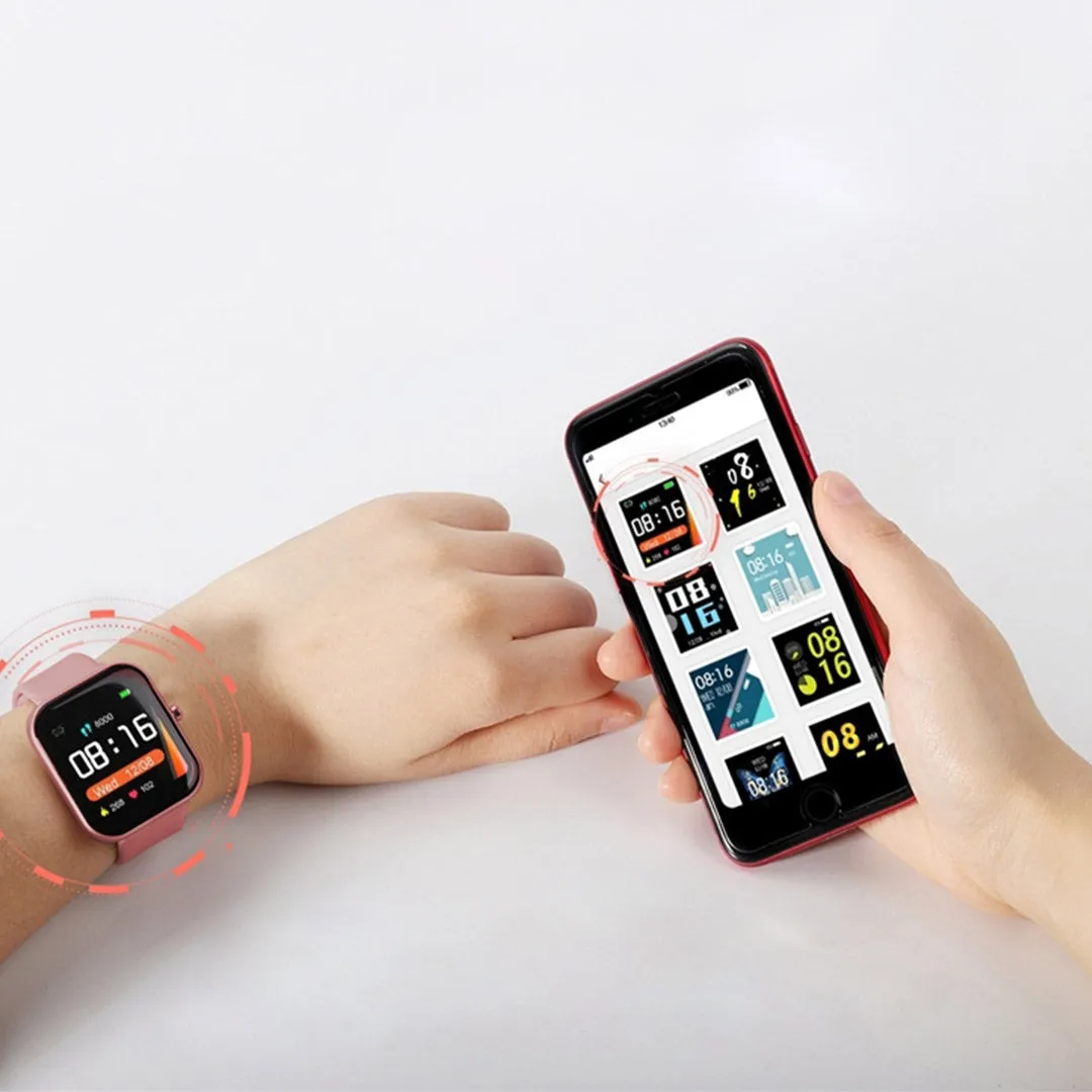 Smart Wrist Watch Set Premium 2X Waterproof Fitness Heart Rate Monitor Tracker P8 - Pink