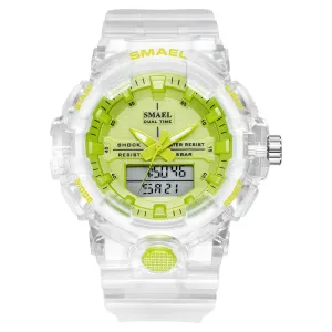 Sport Men Digital Watch Dual Time Date Week Display Chronograph 5ATM Waterproof Outdoor Dual Display Watch