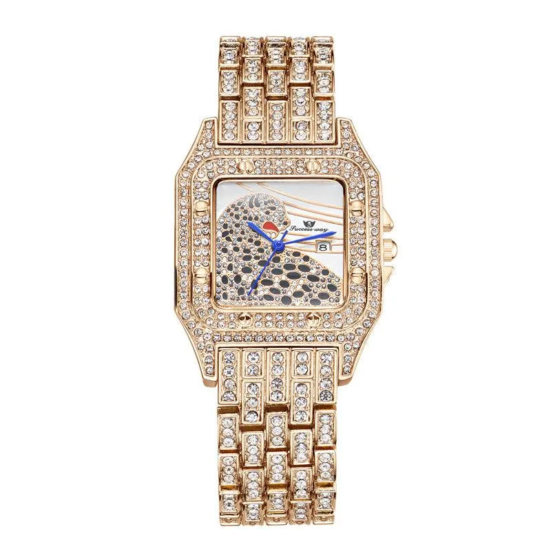 Square Full Star Leopard Diamond Quartz Women's Watch