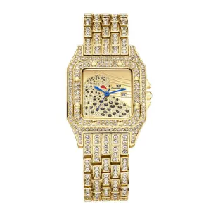Square Full Star Leopard Diamond Quartz Women's Watch