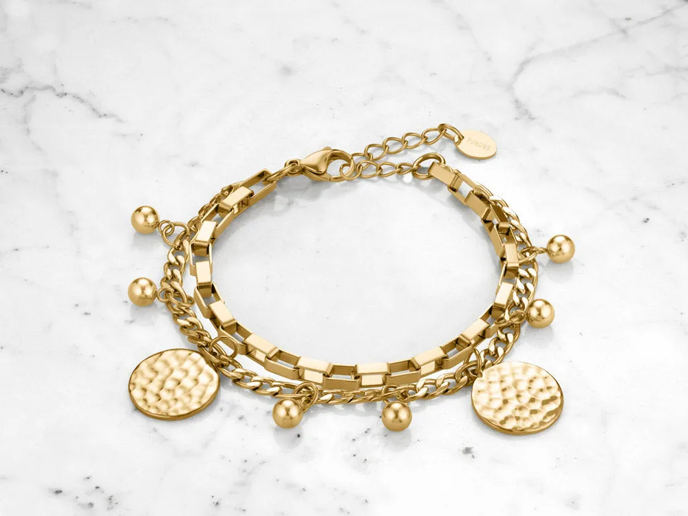 Stainless Steel Bracelet With Charms Gold Colour