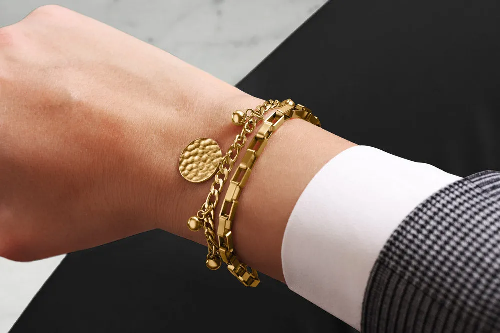 Stainless Steel Bracelet With Charms Gold Colour