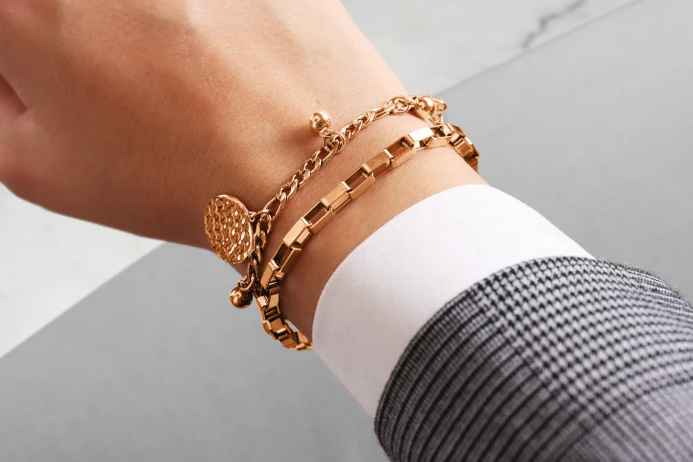 Stainless Steel Bracelet With Charms Rosegold Colour