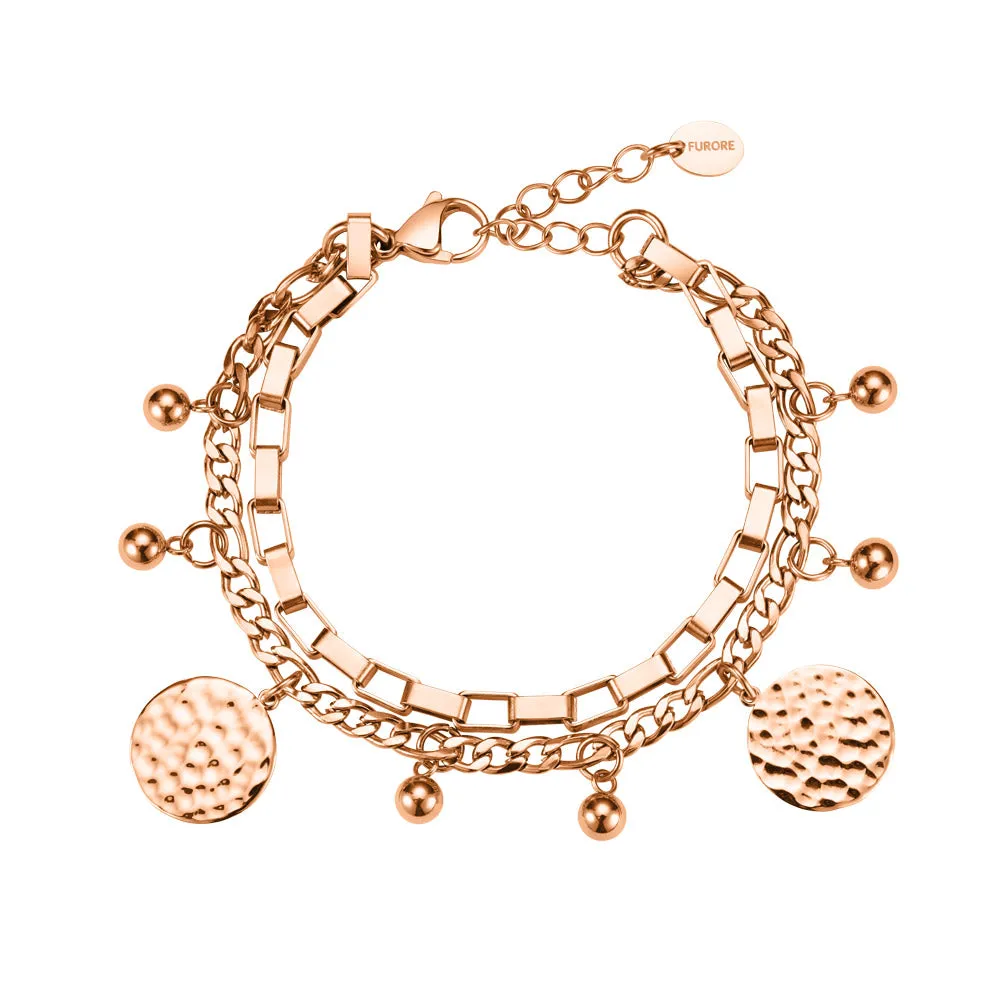 Stainless Steel Bracelet With Charms Rosegold Colour