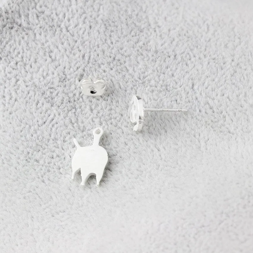 Stainless Steel Poodle Dog Tiny Studs Earrings