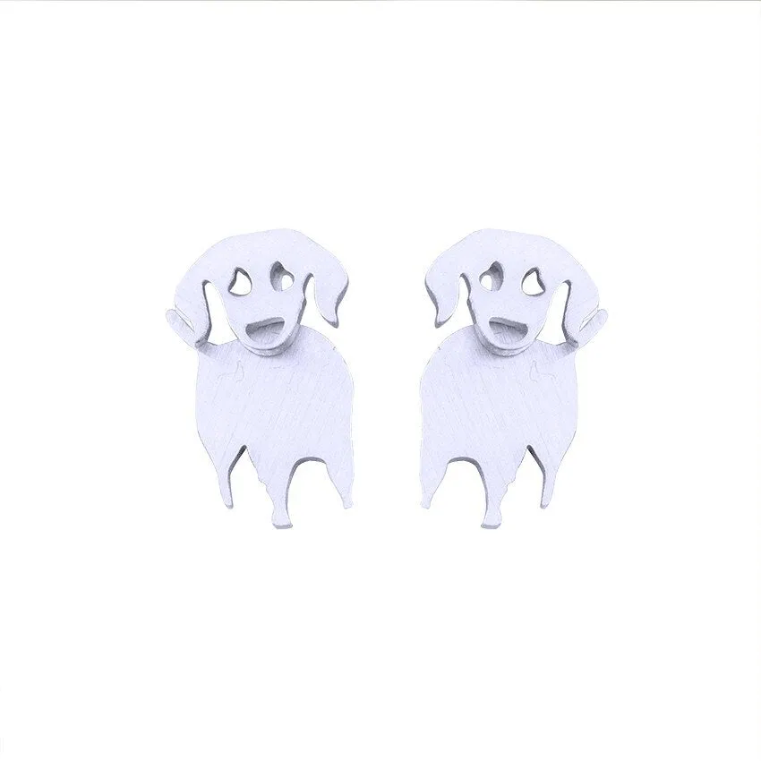 Stainless Steel Poodle Dog Tiny Studs Earrings