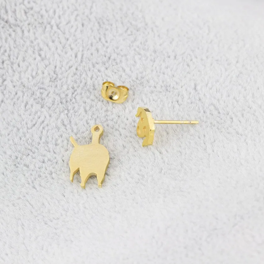 Stainless Steel Poodle Dog Tiny Studs Earrings