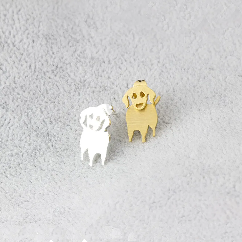 Stainless Steel Poodle Dog Tiny Studs Earrings