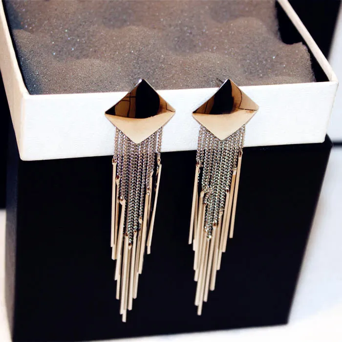 Statement Metal Tassel Long Earrings For Women Gold Plated New Party Jewelry Bijoux Street Style
